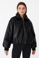 Celmara Bomberjack | Oversized vegan leren jas dames streetstyle