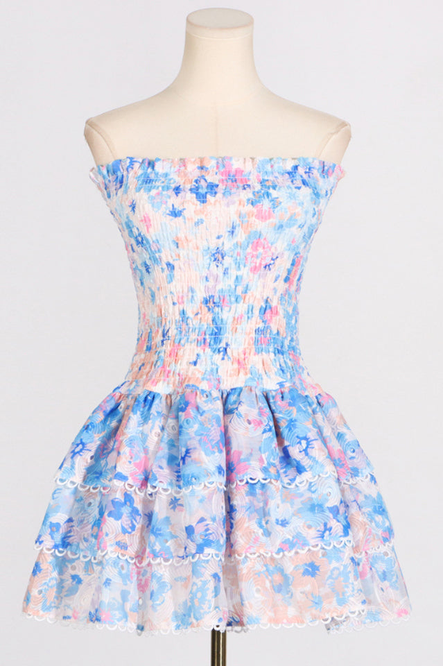 Isalina ruffle dress blauw