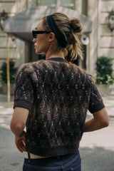 Marolyn | Gebreid Argyle Vest met Korte Mouwen & Knopen