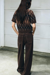 Marolyn | Gebreid Argyle Vest met Korte Mouwen & Knopen