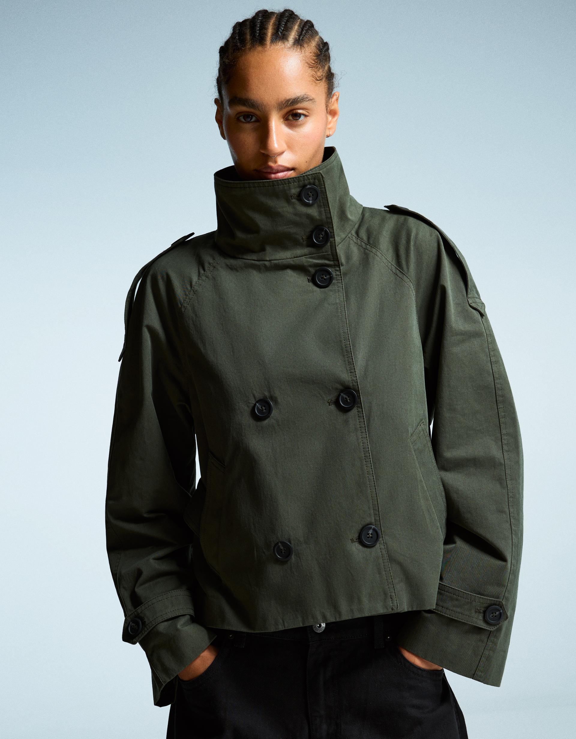 Navorra | Korte Trench-Jas met Hoge Kraag & Ceintuur – Herfst Tussenjas
