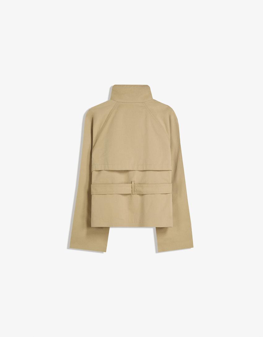 Navorra | Korte Trench-Jas met Hoge Kraag & Ceintuur – Herfst Tussenjas