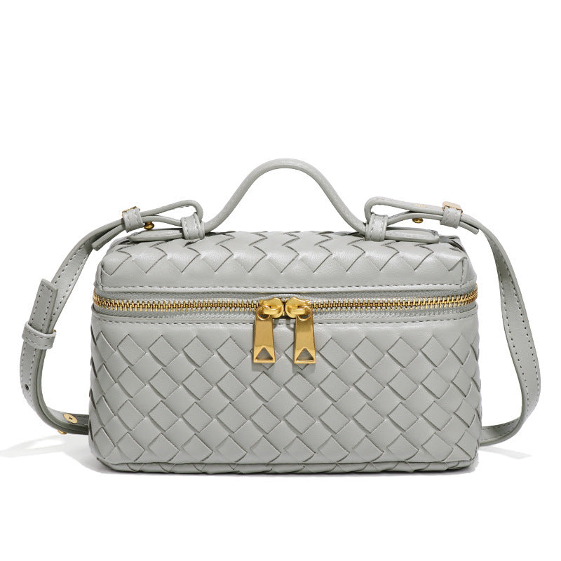 woven crossbody bag lichtgrijs
