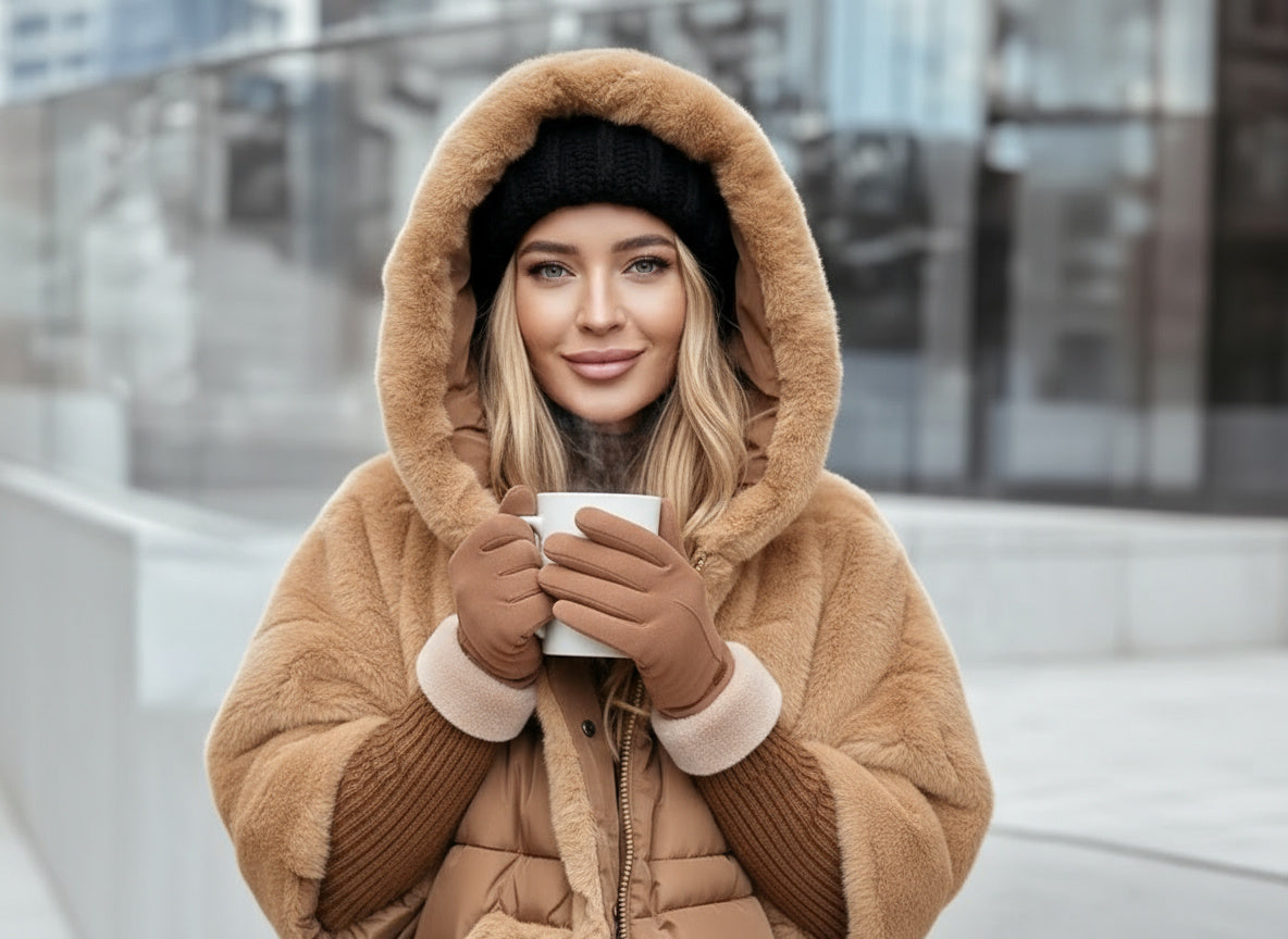 Melvya | Vegan Suede Winterhandschoenen met Warme Fleecevoering