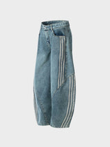 blauwe baggy jeans met side stripes dames