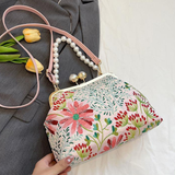 Pearl Blossom Clutch | Vintage Schoudertas met Bloemenprint