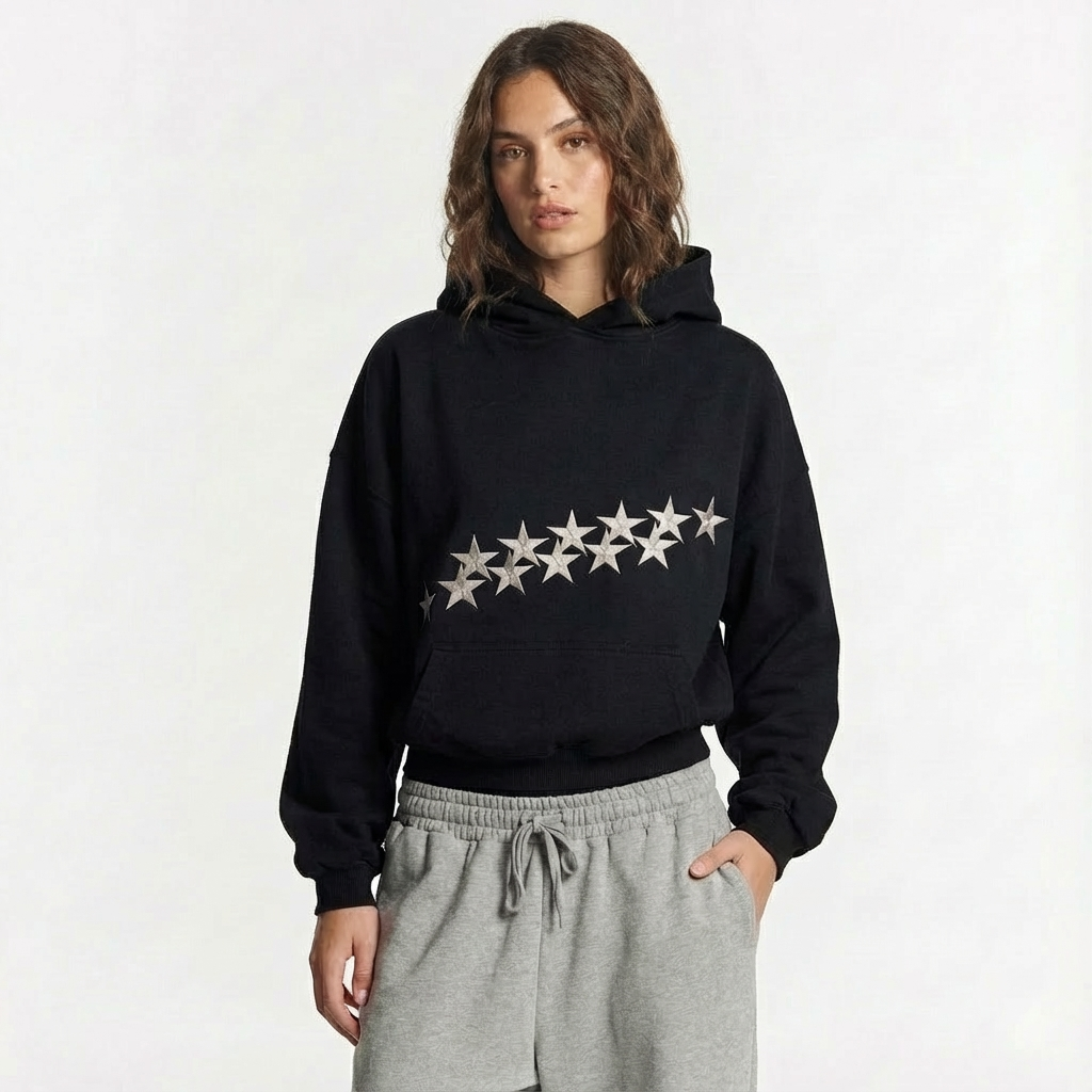 zwarte sterren hoodie dames casual fit