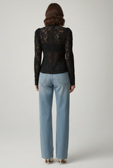 Lunéa Lace Blouse | Kanten Blouse met Staande Kraag & Knopensluiting