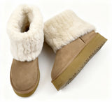 Lunara | Warme Enkellaarzen met Imitatiebont & Plateauzool