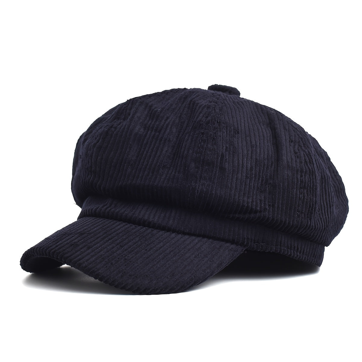 donkerblauwe corduroy cap met retro look