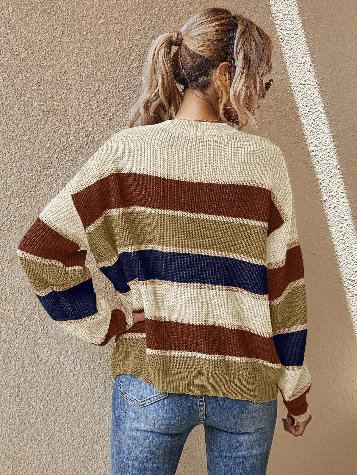 Serenelle | Gestreepte Damestrui met Ronde Hals & Relaxed Fit