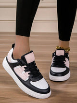 chunky sneaker zwart roze met witte zool