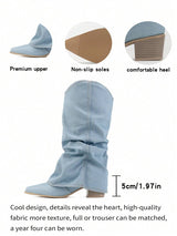 Solenne | Denim High Boots met Slouchy Fit