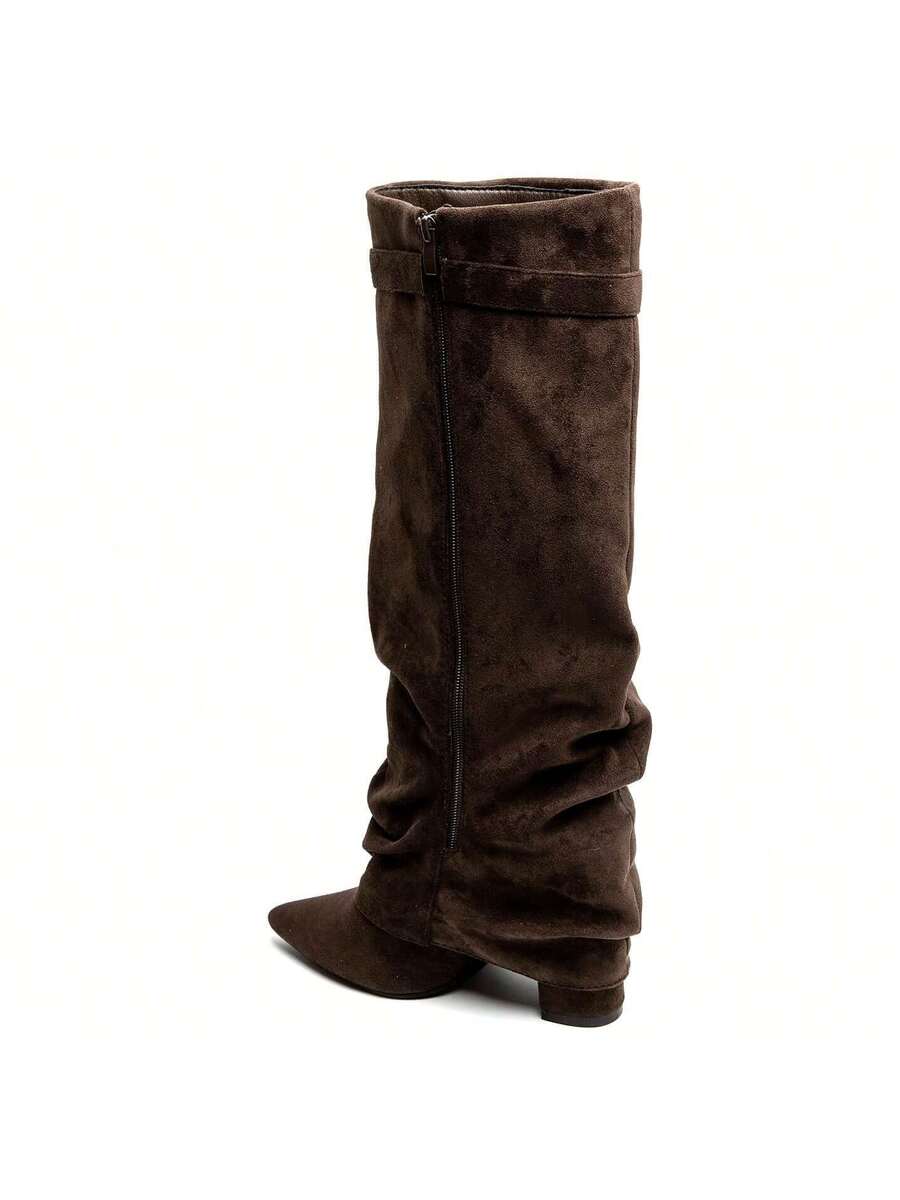 Marzella Slouch Boots | Plooilaarzen met Lage Hak & pointed toe