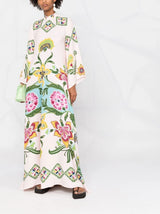 Florielle | Maxi Jurk met Artistieke Bloemenprint & Wijde Mouwen