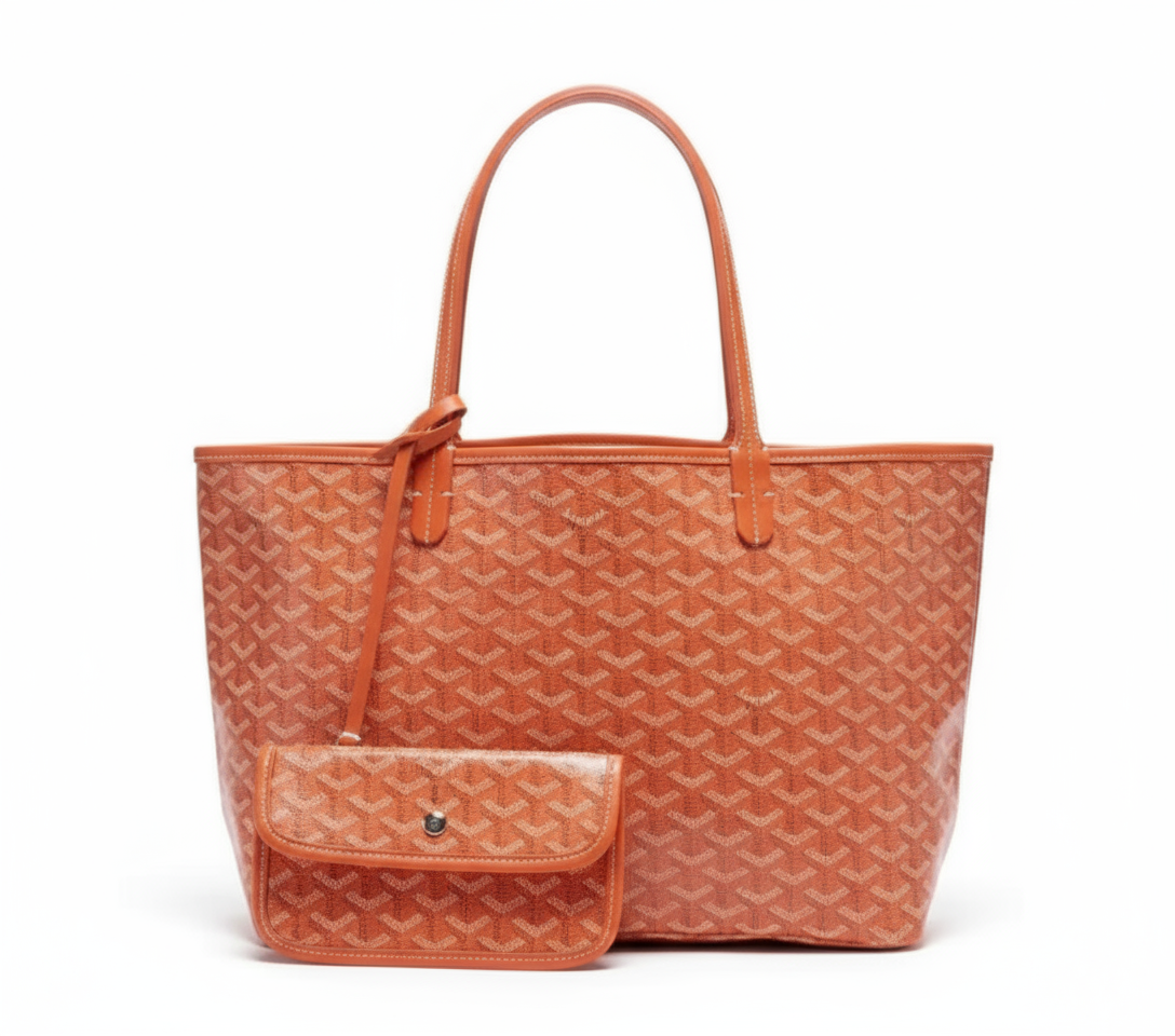 oranje tote bag met bijpassend etui