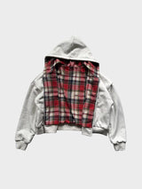 rode plaid streetstyle hoodie gedragen dames