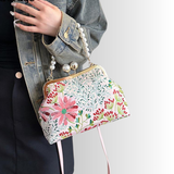 Pearl Blossom Clutch | Vintage Schoudertas met Bloemenprint