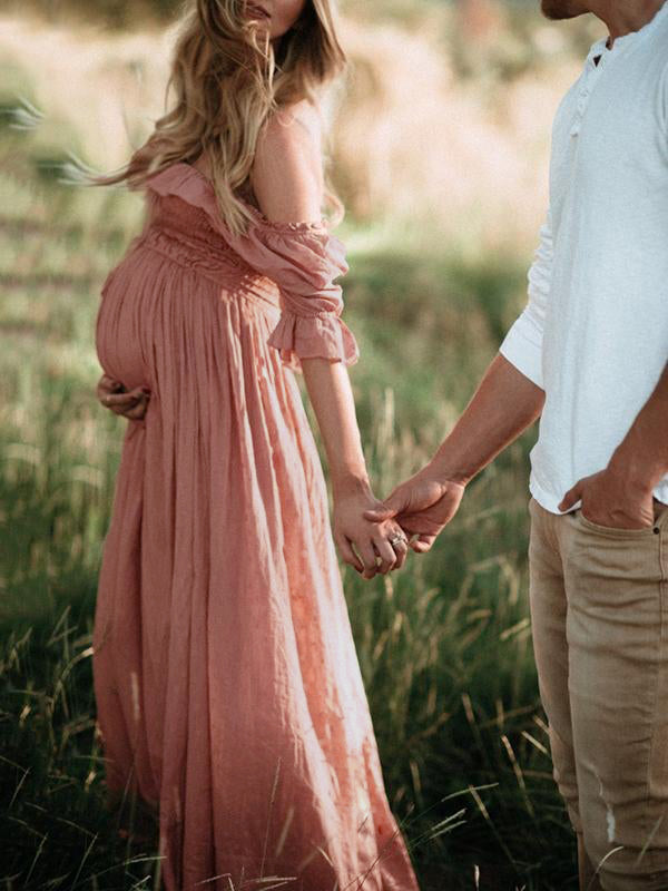 Romantische zwangerschapsjurk voor fotoshoot buiten