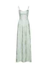 pastelgroene maxi jurk met bloemenstructuur