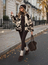 Mavie | Giacca teddy oversize con stampa mucca