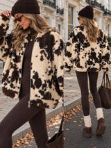 Mavie | Giacca teddy oversize con stampa mucca