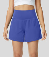 sportshort in kobaltblauw met telefoonvak