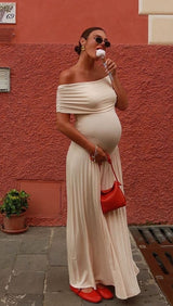 Isaline | Elegantes Umstandskleid mit Carmen-Ausschnitt