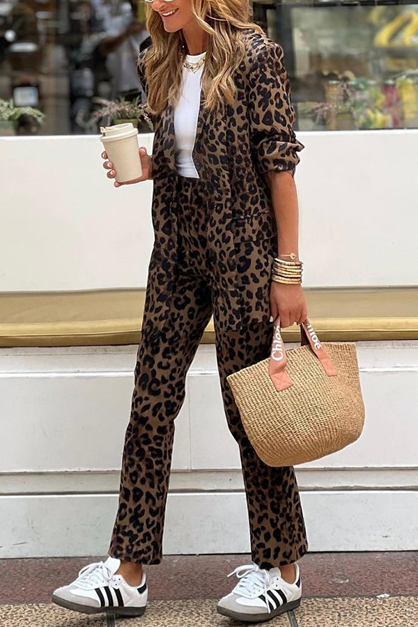 Leovana Set | Tweedelige Leopardprint Blazer & Broek