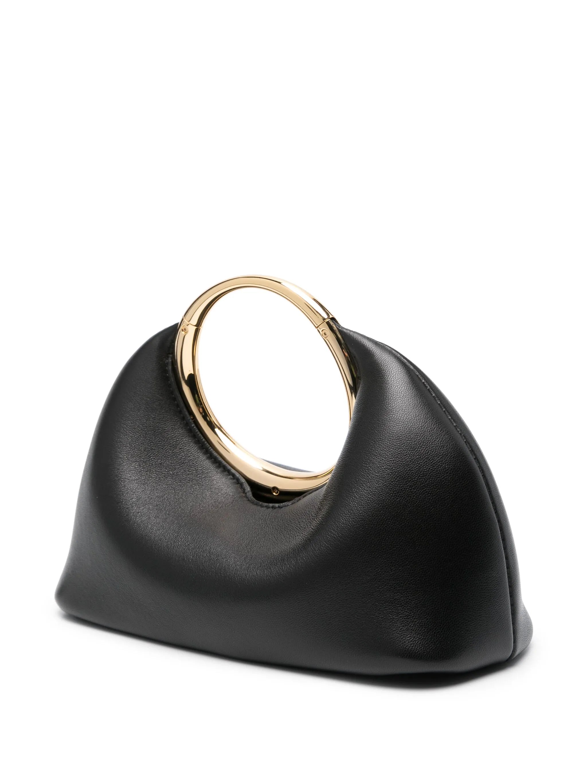 Orella | Sculptural Ring-Handle Handbag in Vegan Leather (Ivory/Black) 