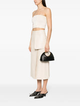 Orella | Sculptural Ring-Handle Handbag in Vegan Leather (Ivory/Black) 