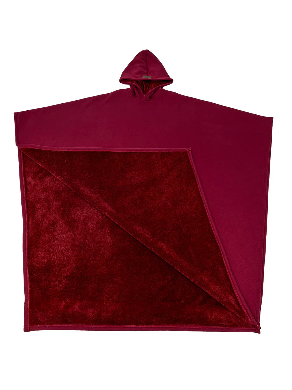 bordeauxrode hoodie blanket met teddyvoering