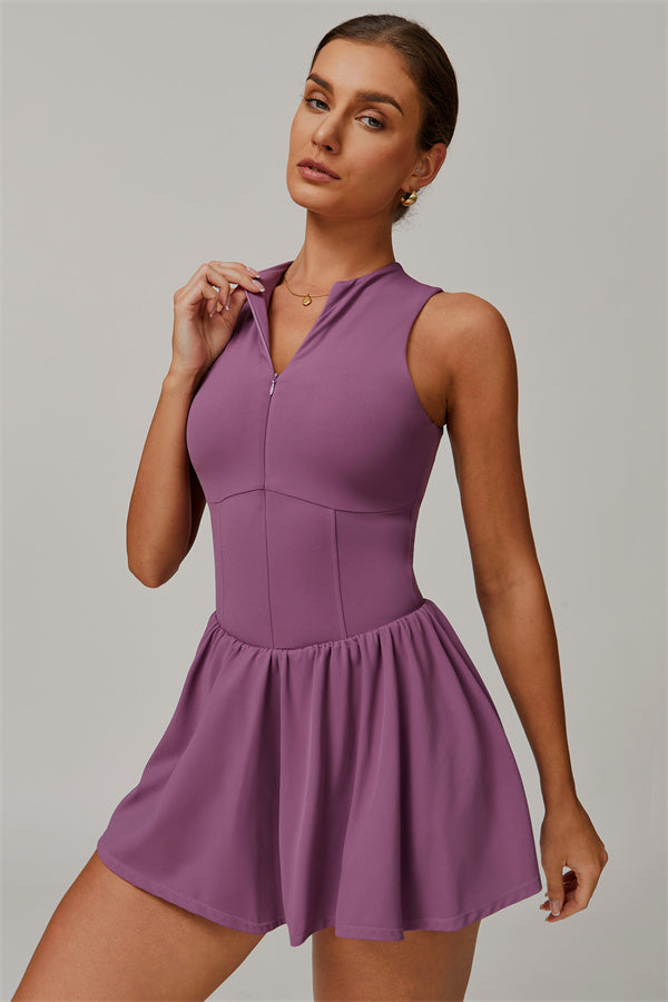 padel jurk dames sport dress met rits, short en pasvorm