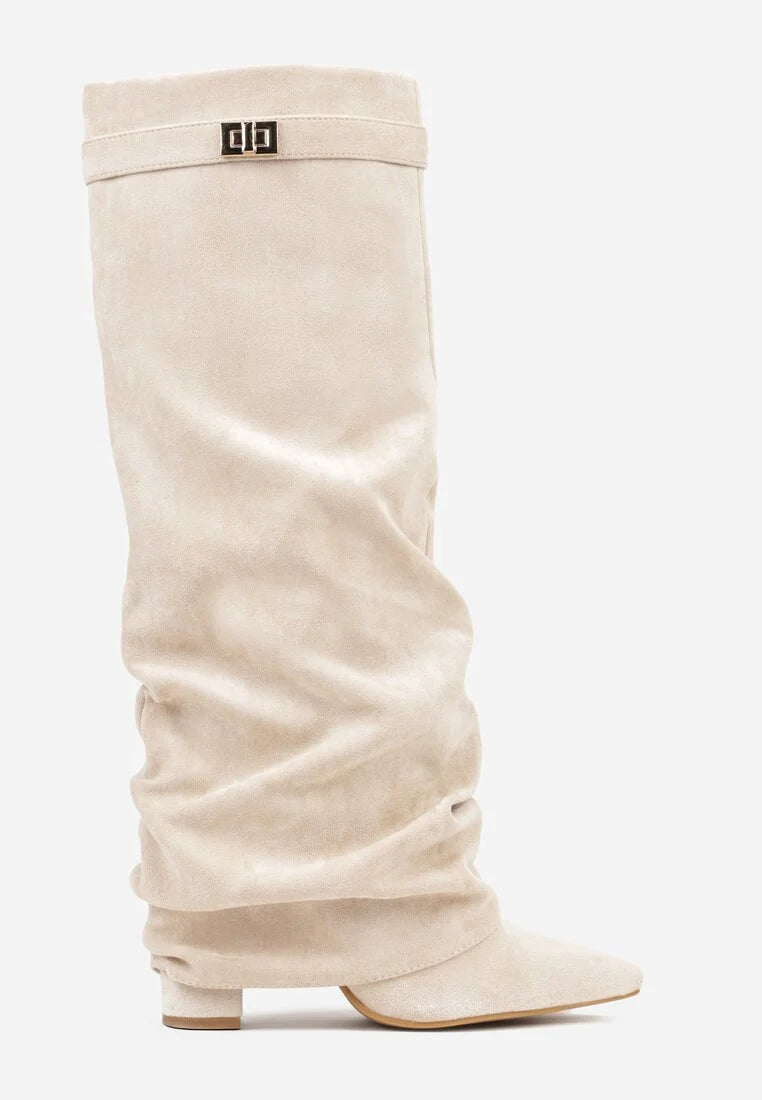 Marzella Slouch Boots | Plooilaarzen met Lage Hak & pointed toe