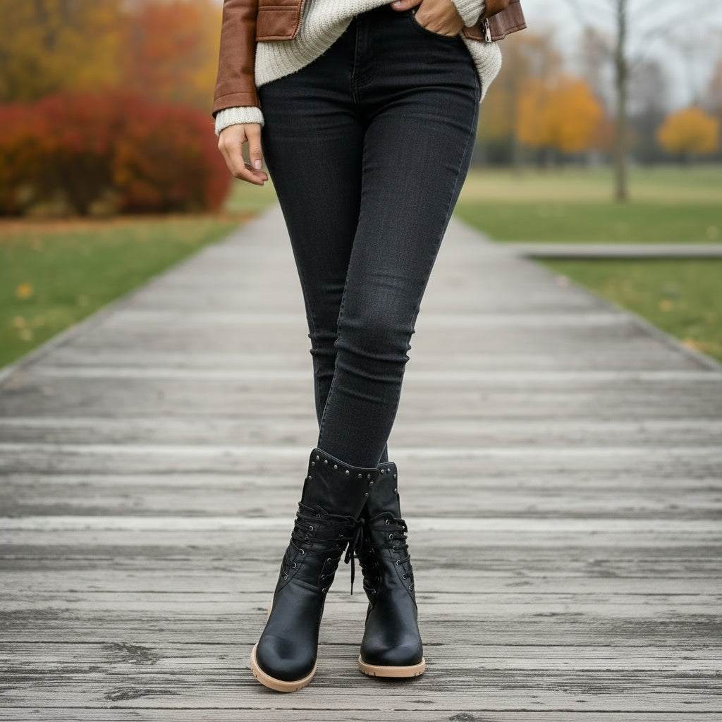 Ravena | Stoere Veterlaarzen met Studdetails