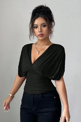 Celestine | Elegante Drapé Top met V-Hals & Tailleaccent