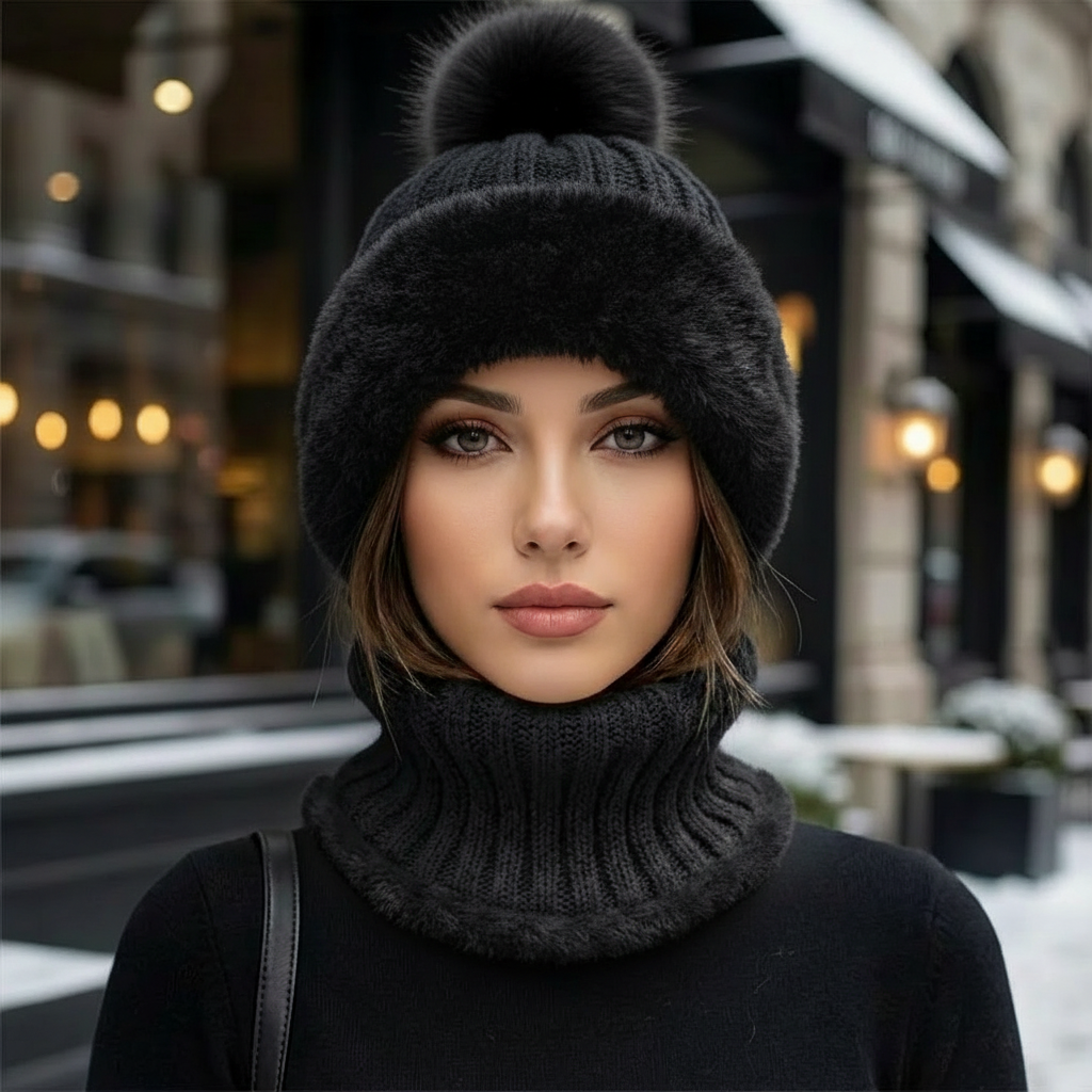 Lunara | Warme 2-in-1 Wintermuts met Faux Fur & Col