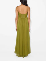 achterkant groene maxi zomerjurk met cut-out en spaghettibandjes voor vrouwen
