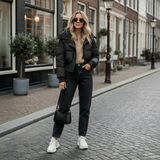 Norelle | Veste matelassée courte avec large col et taille côtelée