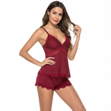 Eloria Lace Dream Set | Sexy Pyjama Set met Kant & Shorts