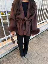 Lana Luxe Coat | Winterjas met Faux Fur Details aan de Mouwen
