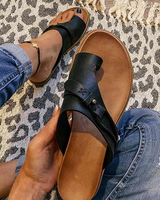 mirela slippers zwart met teenbandje en vlechtdetail