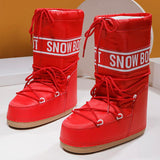 Snow boots dames rood met platformzool