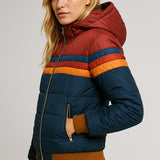 Arvanna | Retro Puffer Jacket met Regenboogstrepen & Warme Voering