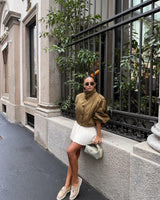 Marceline Jacket | Cropped Trench Jacket met Volume Mouwen