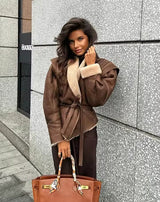 Serenya | Vegan Shearling Jas voor Dames met Tailleceintuur