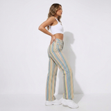 Alizé wide leg broek met pastel strepen zijaanzicht