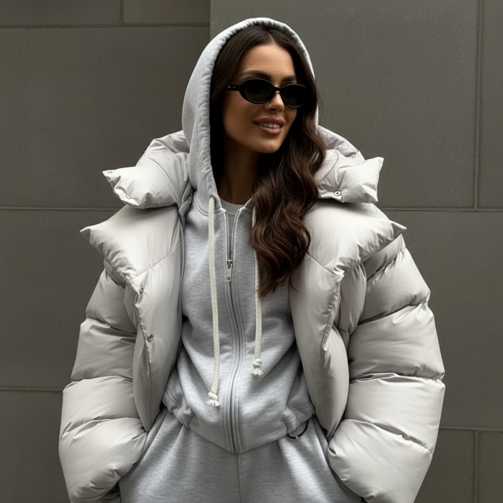 Karevia | Puffy Damesjas met Capuchon & Oversized Fit