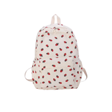 Urban Cord Strawberry Pack, ruime corduroy rugzak met aardbeienprint, perfect voor school en reizen.