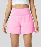 sportshort in roze met telefoonvak